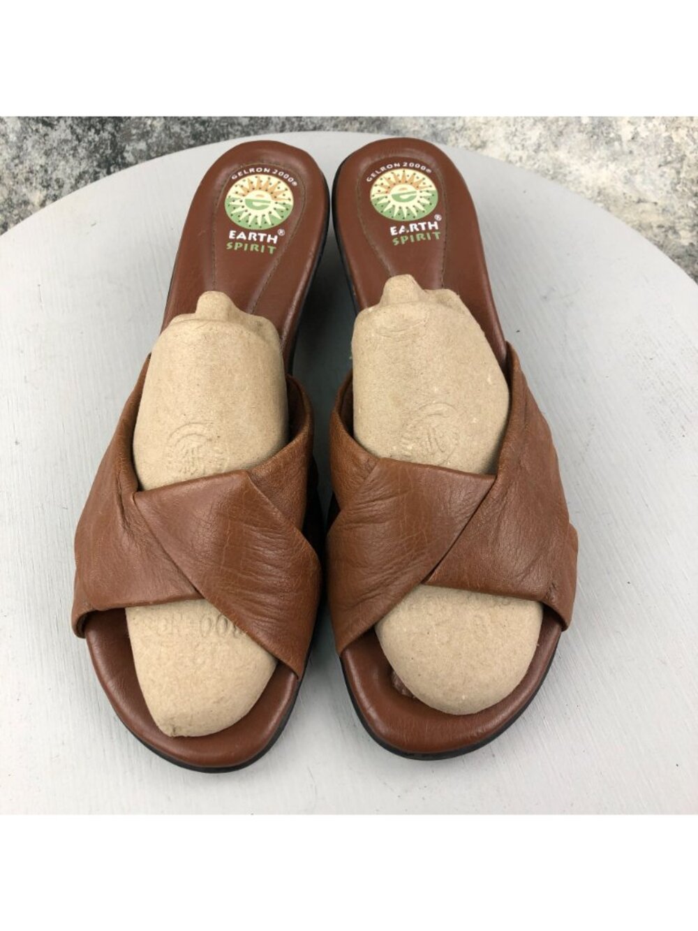 Earth Spirit Women's Size 11 Searcy Brown Leather Open Toe Slip On Sandals - Picture 6 of 12